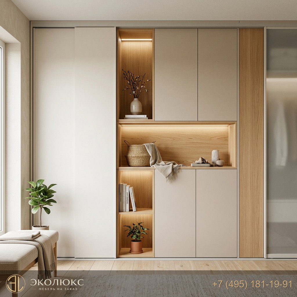 Встроенный шкаф-купе с подсветкой
